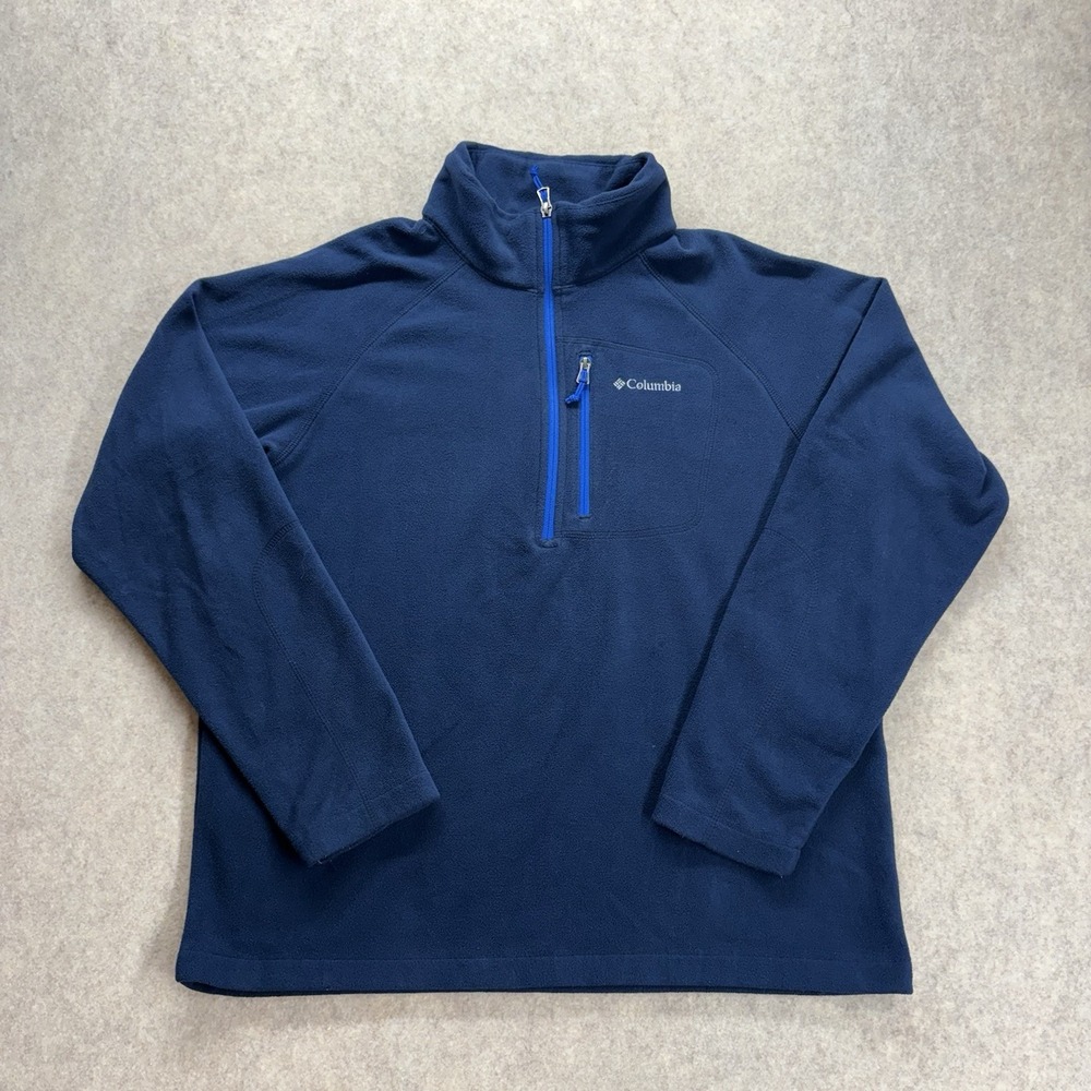 Columbia Fleece Men's Large Navy Blue Fast Trek III Half Zip Pullover Sweater